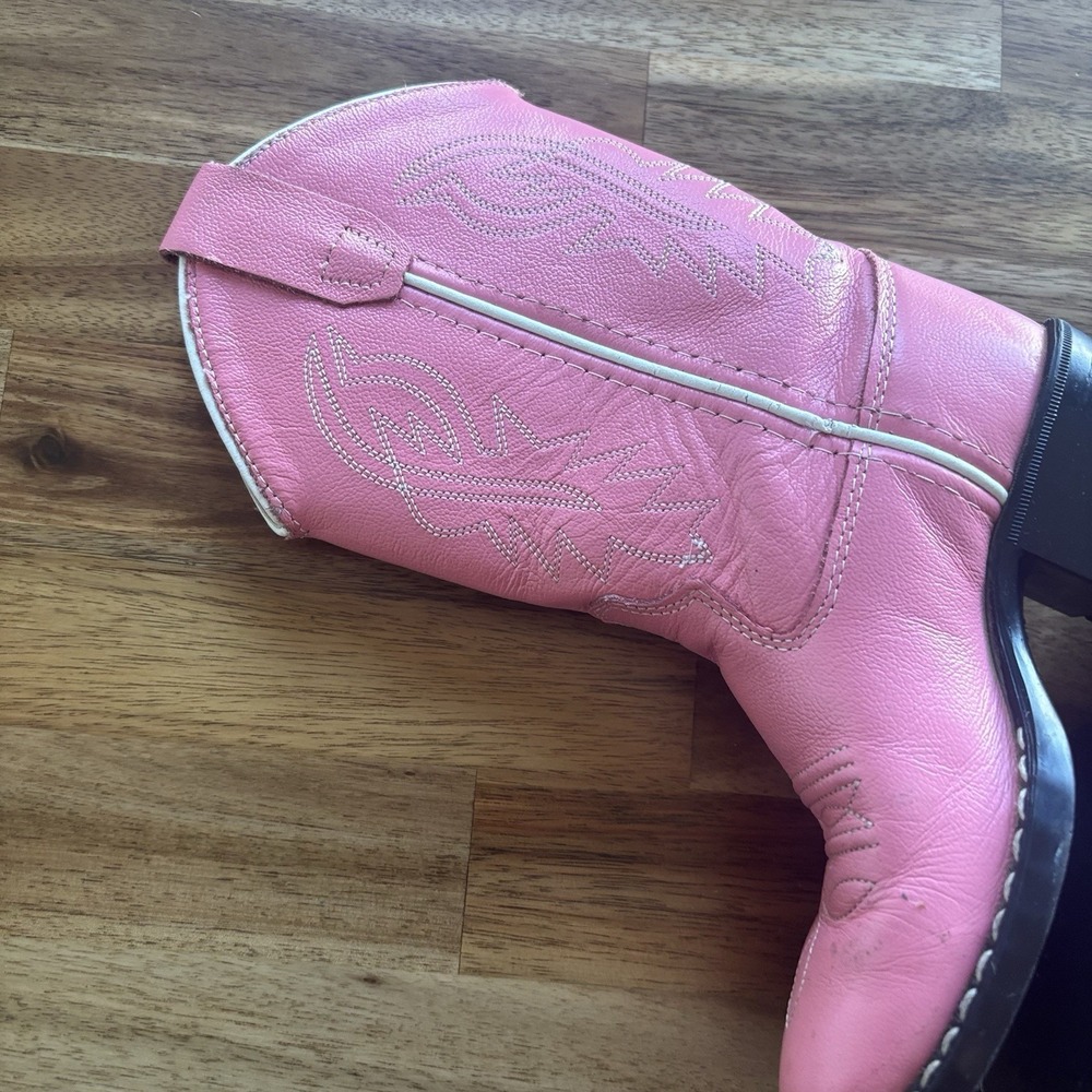 OLD WEST Pink Corona Leather Pull-On Cowboy Western Boots Toddler Girl Size 9.5D - Picture 15 of 16